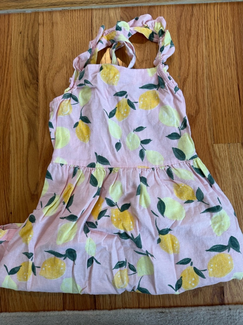 Pink Lemon Print linen Sundress